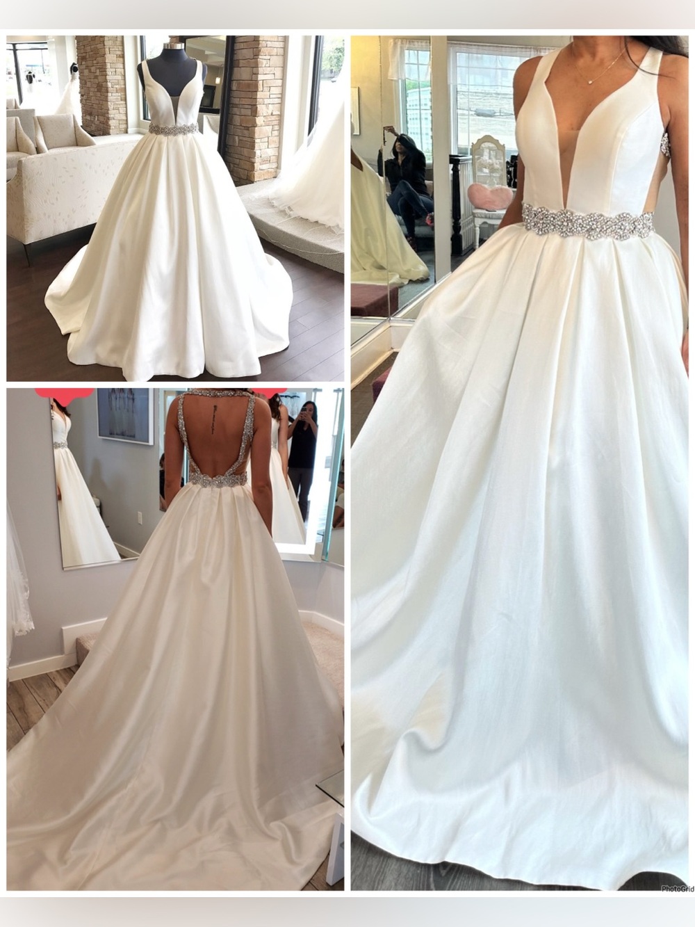 Calla Blanche Paulette‎ 16127 Ivory Satin Ball Gown Wedding Dress Approx Sz 6